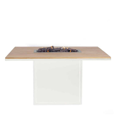 Cosi Fires - Table de feu Cosiloft Relax Table à manger Blanc / Teck (120 cm)