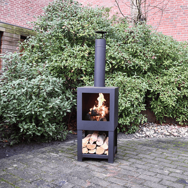 Brasero avec rangement bois noir - Esschert Design