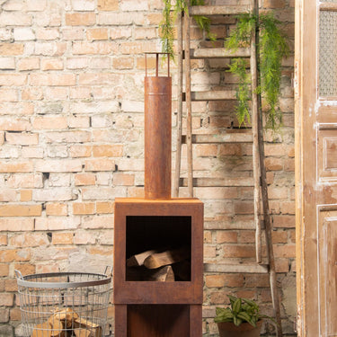Brasero avec rangement bois rouille - Esschert Design