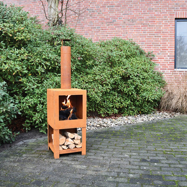 Brasero avec rangement bois rouille - Esschert Design