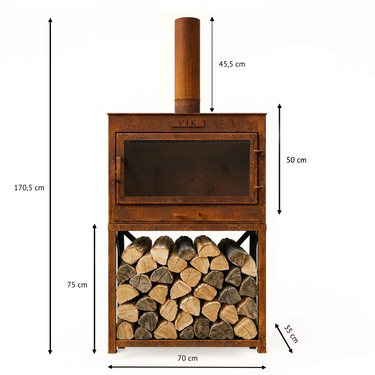 VIK - LUX Brasero de table Cosy en acier rouillé