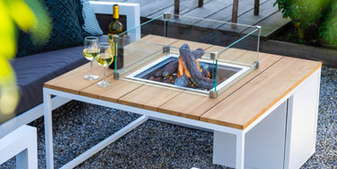 Cosi Fires - Table brasero Cosiloft blanc / teck