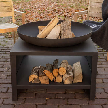 Esschert Design - Brasero avec rangement bois 60 cm noir