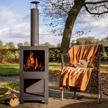 Brasero avec rangement bois noir - Esschert Design