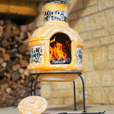 Cheminée d'extérieur La Hacienda Circles + grille de barbecue (H 75 x 36 cm)