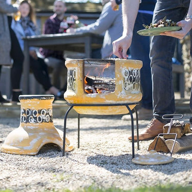 Cheminée d'extérieur La Hacienda Circles + grille de barbecue (H 75 x 36 cm)
