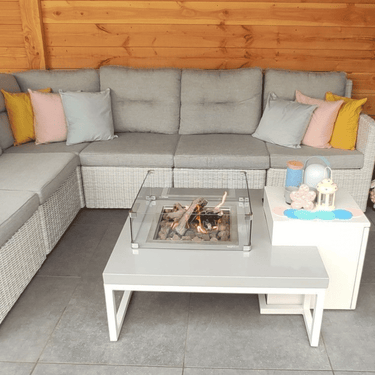 Enjoyfires - Table brasero Ambiance blanc-gris