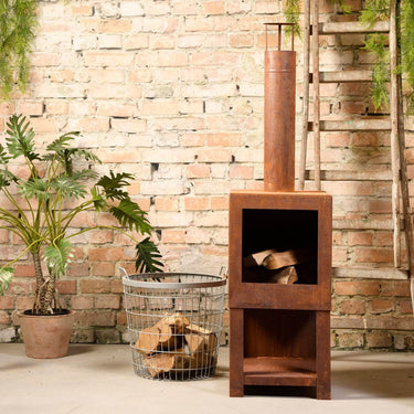 Brasero avec rangement bois rouille - Esschert Design