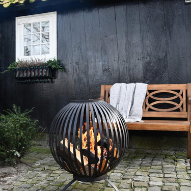 Brasero Sphère Zébrures Noir - Esschert Design
