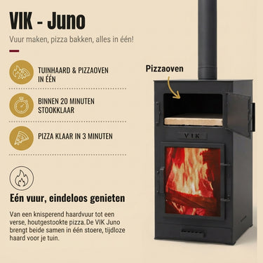 VIK - Four à pizza Juno avec foyer extérieur noir