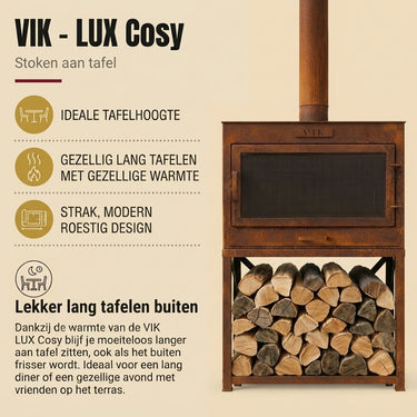VIK - LUX Brasero de table Cosy en acier rouillé