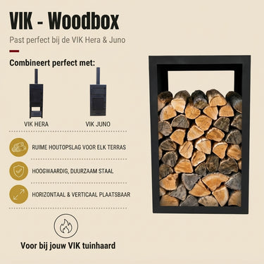 VIK – Woodbox (rangement à bois) – Noir (couleur mate)