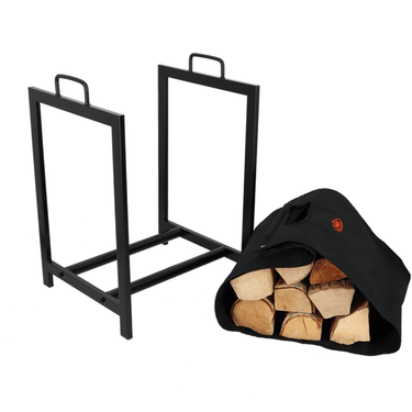 Sac de bûches noir avec support - Esschert Design
