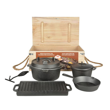 7 Pièces Ensemble de cuisine pour feu de camp - Dutch Oven - Esschert Design