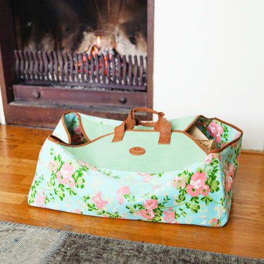 Esschert Design - Sac à bûches imprimé roses