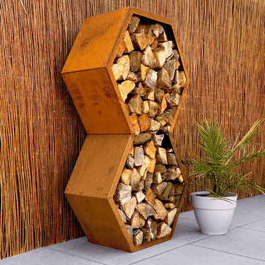 Ruigg - Rangement de bûches vertical en acier Corten petit