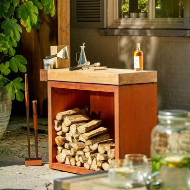 OFYR Bloc de boucher de rangement 90 Acier Corten Bois de teck