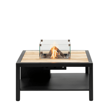 Cosi Fires - Table brasero Cosiflow Carré Noir / Teck (100 cm)