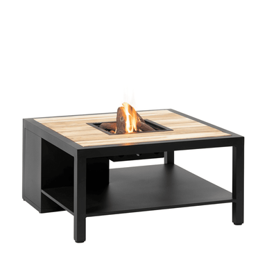 Cosi Fires - Table brasero Cosiflow Carré Noir / Teck (100 cm)