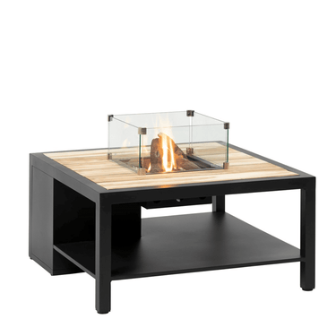 Cosi Fires - Table brasero Cosiflow Carré Noir / Teck (100 cm)