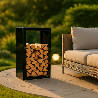 Rangement de bois noir (légèrement brillant)
